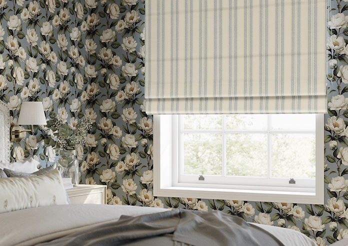 Trellis Prints, Noble Stripe Raffs Blue - Roman Blind - Image 5
